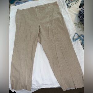 J.Jill Linen Stretch Pull-On Pants Tan XL Elastic Waist